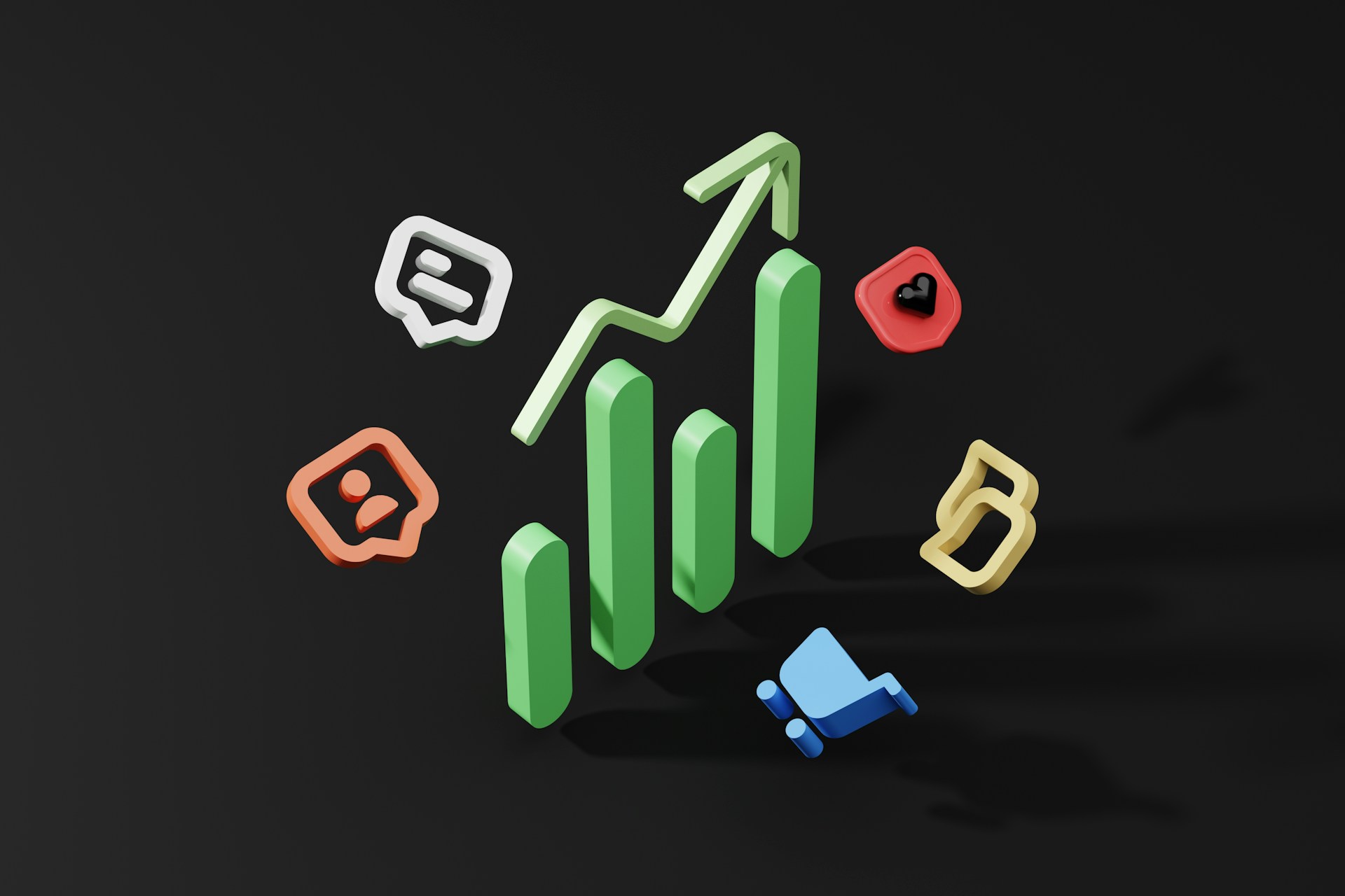 3D Rendering ein-3d-bild-eines-diagramms-und-anderer-symbole-XOf_2jiF3xg von Philip Oroni bei Unsplash+