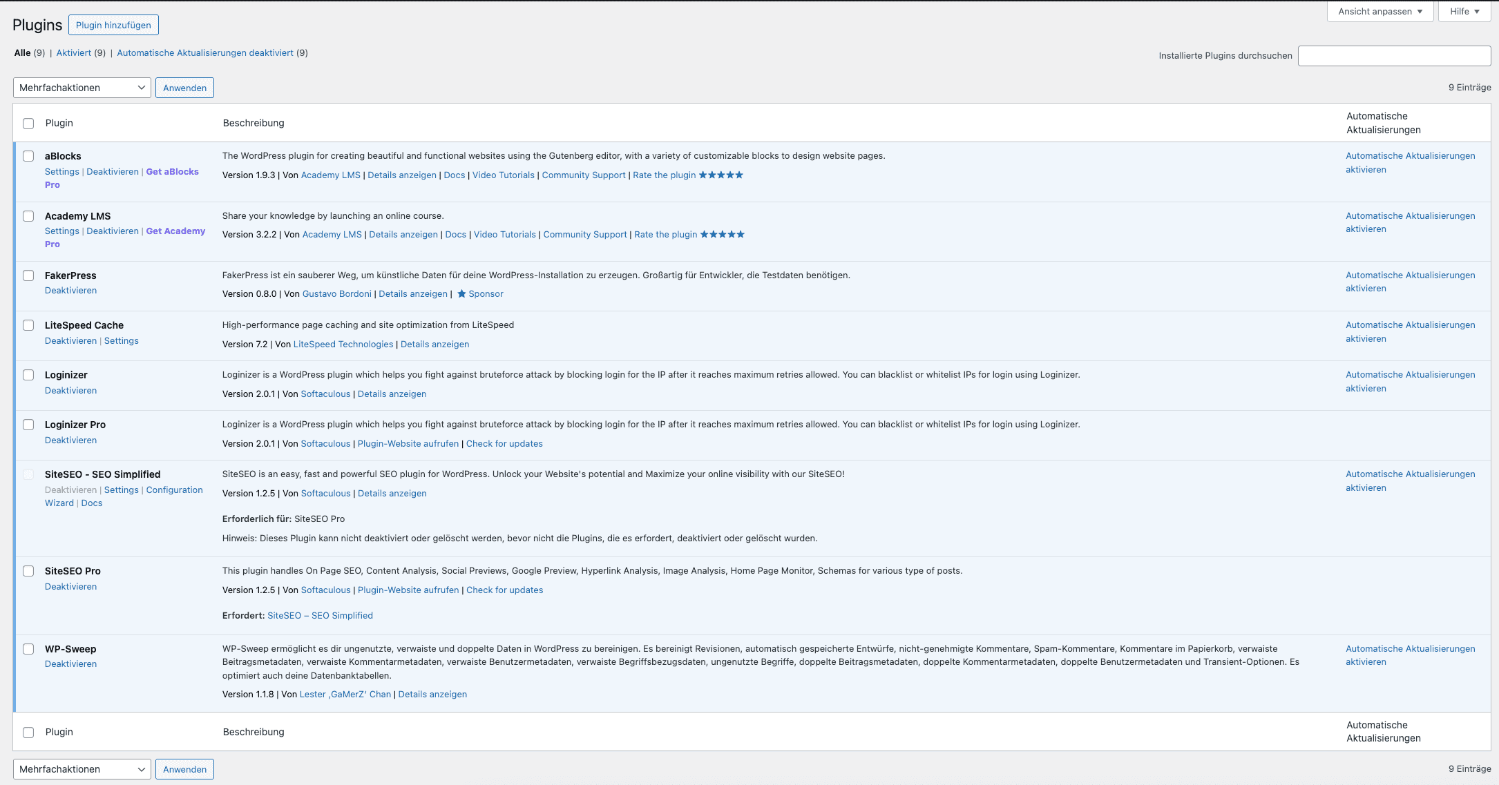 WordPress Ansicht Plugins