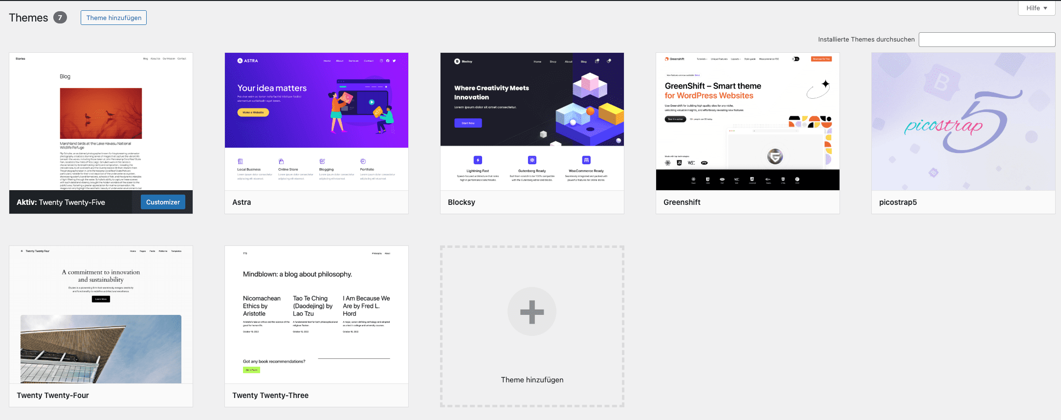 WordPress Ansicht eigene Themes